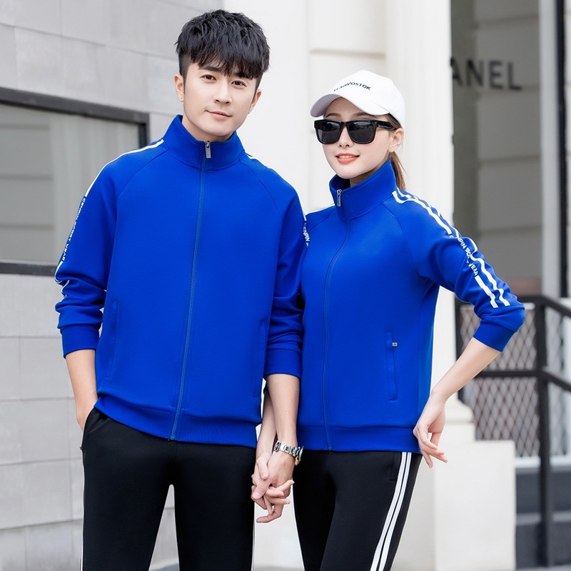 春秋季情侣款运动套装韩版时尚男女跑步休闲运动服两件套可LOGO