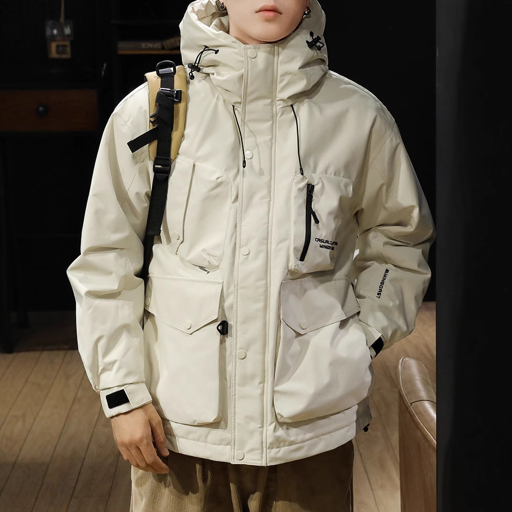 户外工装三防羽绒服男2024冬季鸭绒加厚保暖冲锋衣外套潮防寒潮款