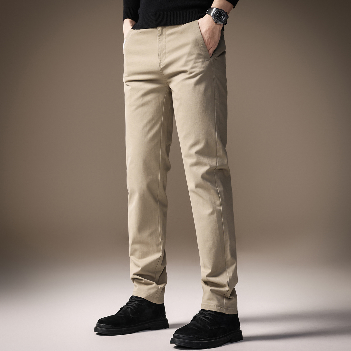 高端精梳棉混纺商务修身西裤男夏季新款潮流百搭直筒通勤休闲裤男