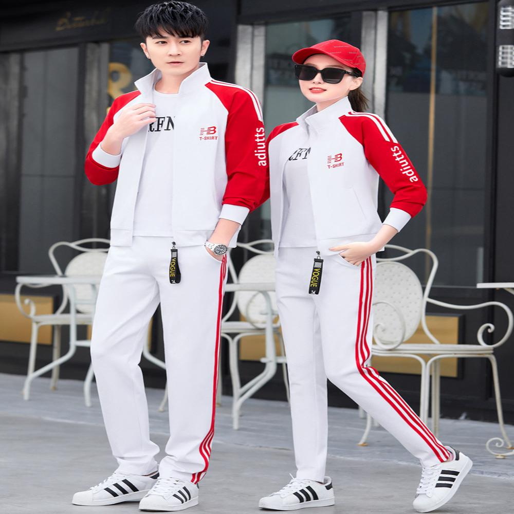 休闲情侣装2022新款时尚运动套装男女春秋开衫卫衣跑步服三件套潮