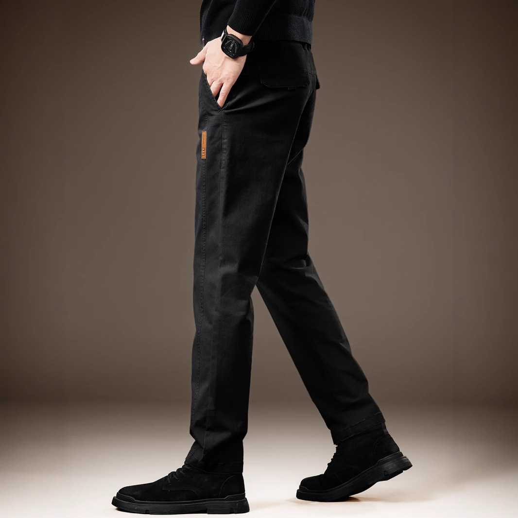 高端纯棉直筒男士休闲裤修身2024秋冬新款商务西裤显瘦韩版裤子男