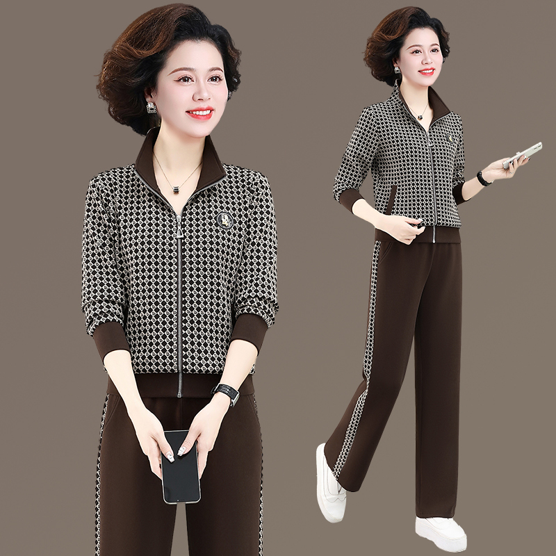 女士运动套装女2025新款时尚洋气立领卫衣春秋款中年高端品牌整套