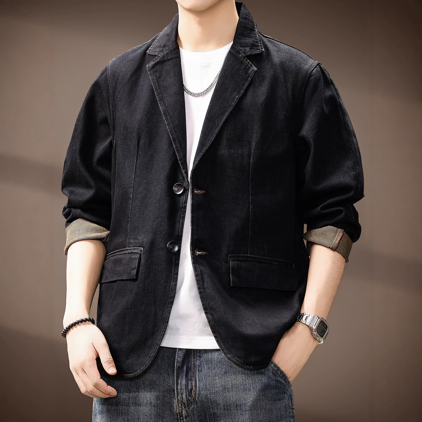 高端美式复古水洗牛仔夹克