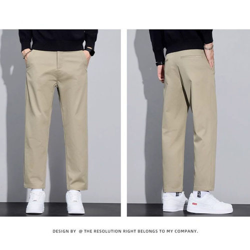 2026秋季新款四季欧日韩微锥棉卡其直筒九分休闲西裤男很轻PANTS