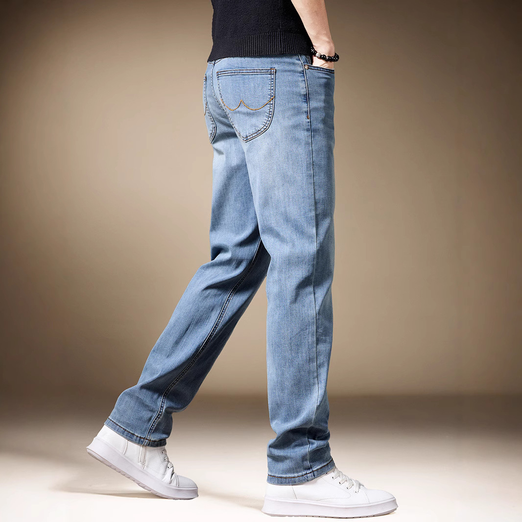 夏季薄款莱赛尔男直筒牛仔裤