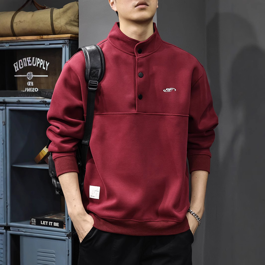 秋季半开襟立领男卫衣外套