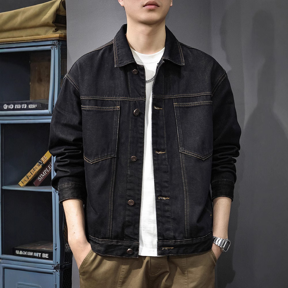 2025纯棉牛仔外套男宽松夹克