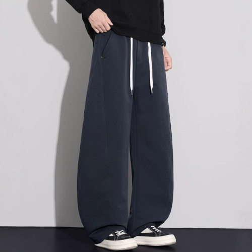 2026秋季四季新款欧日韩弯刀棉弹大码藏青直筒休闲裤男很轻PANTS