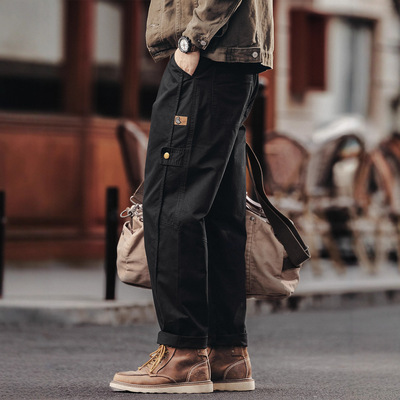 高端日系小众设计感工装裤子男款秋季宽松束脚运动休闲长裤男