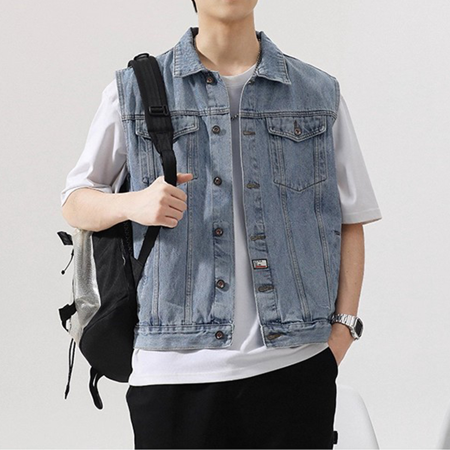 男士牛仔无袖马甲春秋季潮坎肩