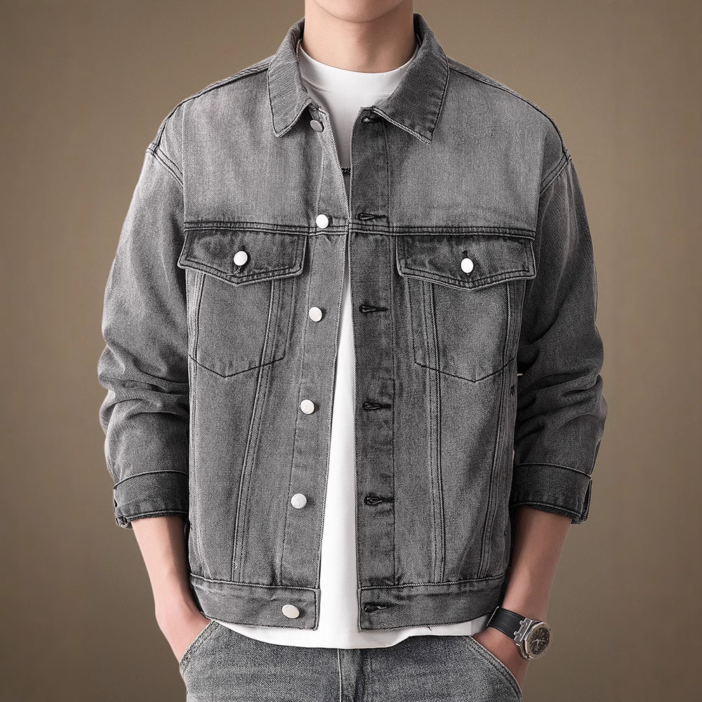 高质感水洗潮牌牛仔男夹克