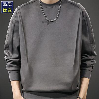 重磅360g圆领卫衣男2025新款秋季高级感潮牌宽松休闲立体印花上衣