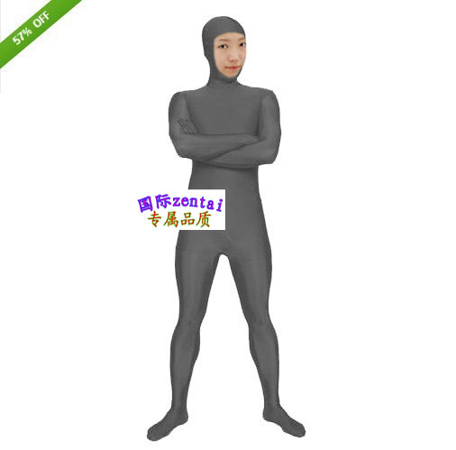 zentai露脸烟灰色半包紧身衣/连体服塑身衣cosplay动漫舞台演出服