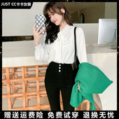 正品 韩版 缎面蝴蝶结绑带衬衫 JUSTCC卡卡女装 网红同款 衬衣上衣女
