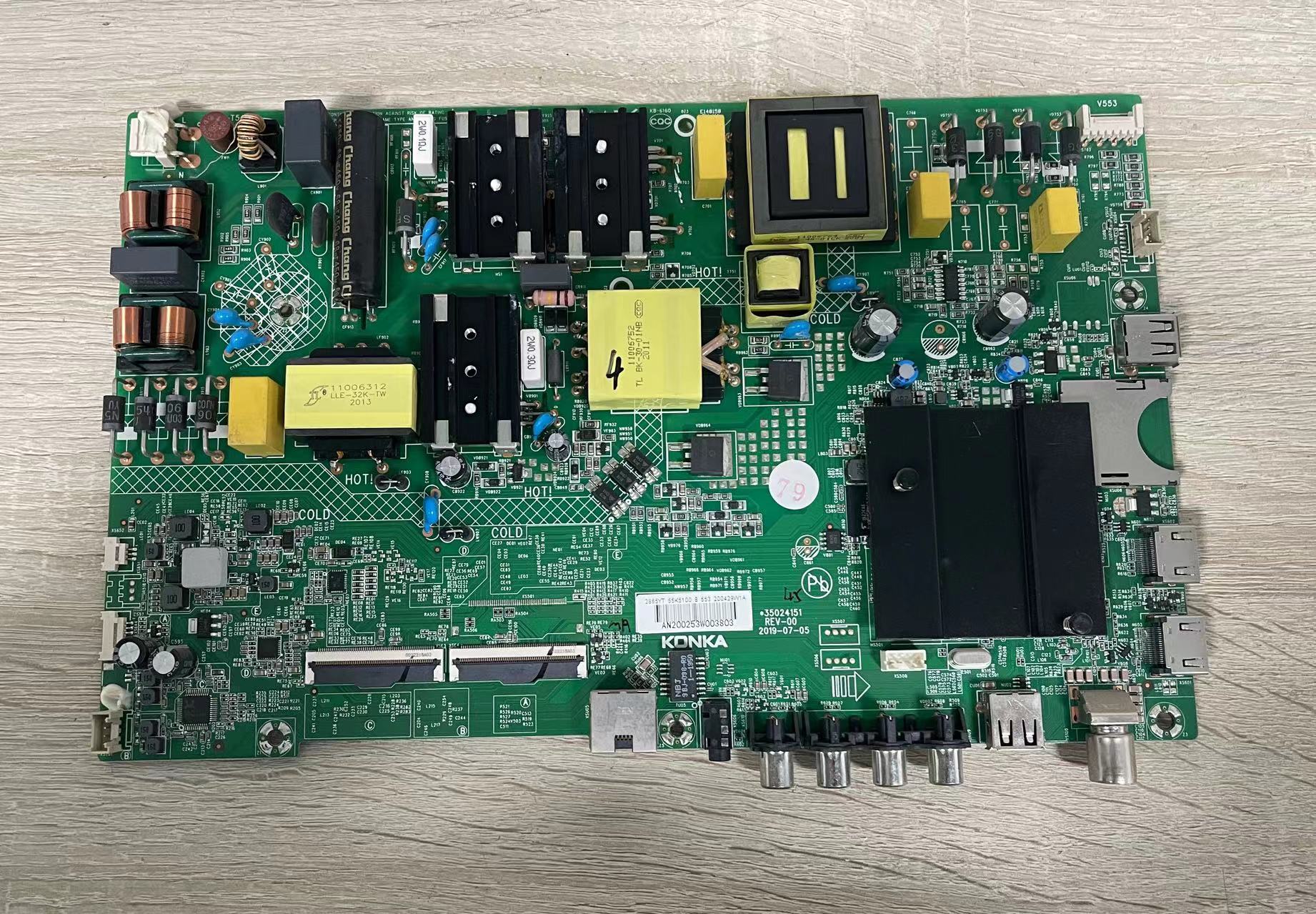 原装拆机康佳LED55D3 55K5100主板35024151配屏72002865YT 2865YT