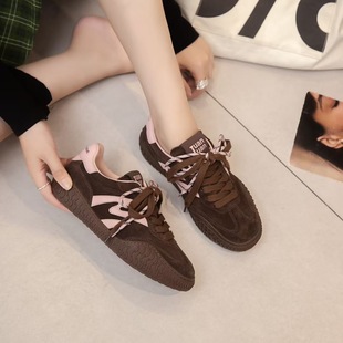 新款内外全真皮女鞋时尚百搭潮流平底运动软底双色户外德训