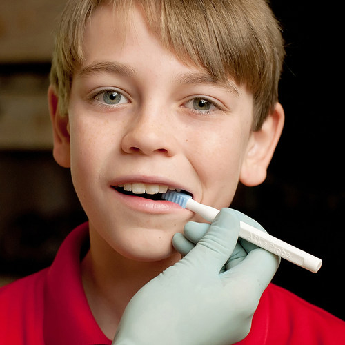 美国蓝色纹理口腔感觉按摩棒