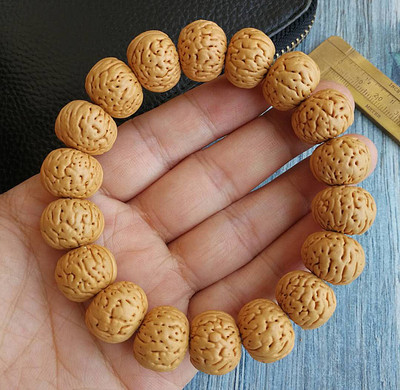 脑纹桃核手串水晶皮矮桩蚂蚁纹