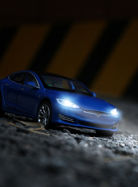 1/32特斯拉Model S合金汽车模型仿真金属轿车跑车回力声光玩具车