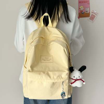 轻便简约纯色书包女大学生学院风背包高中女生ins韩版百搭双肩包