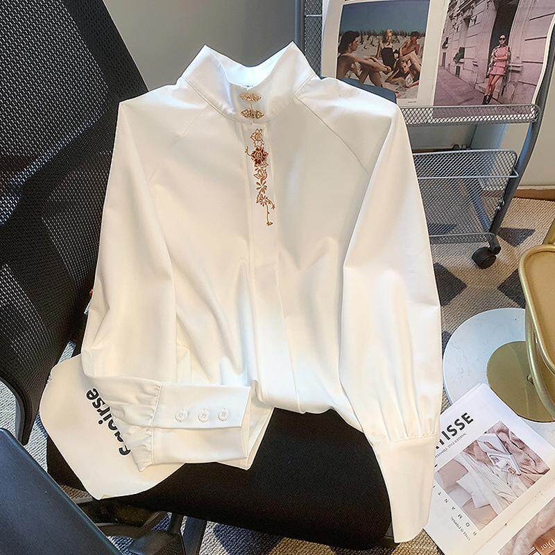 新中式国风上衣女夏装配马面裙衬衫小立领汉服衬衣