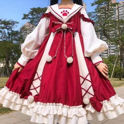 300斤特大码女装洛丽塔软妹洋装小清新宽松长袖连衣裙迪士尼公主
