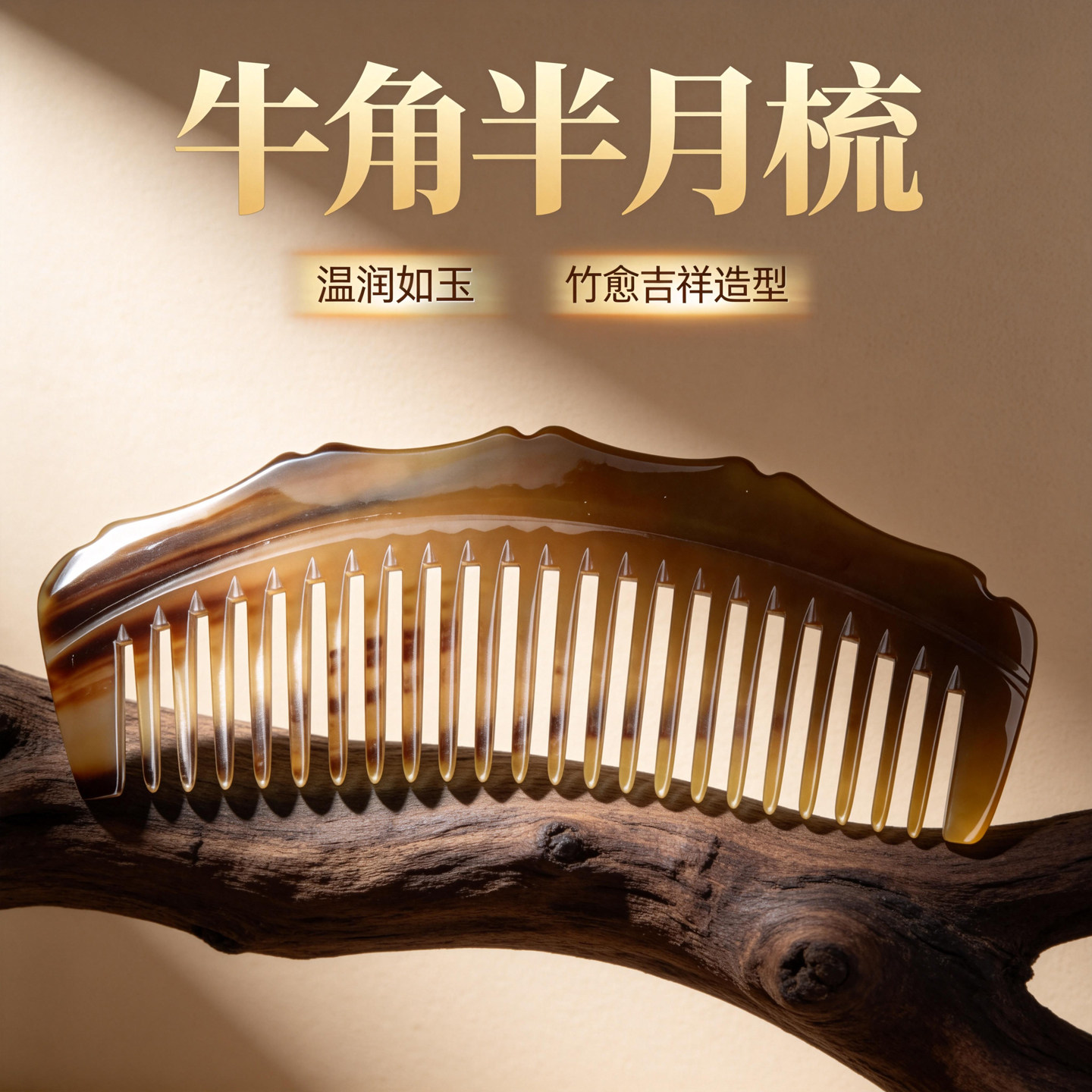 天然牛角半月按摩梳头皮经络