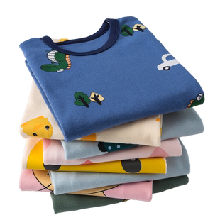 儿童保暖内衣宝宝纯棉秋衣男童单衣女童打底单件长袖上衣全棉睡衣