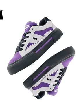 veemes紫灰色反毛皮街头潮流滑板鞋男女情侣增高厚底休闲板鞋