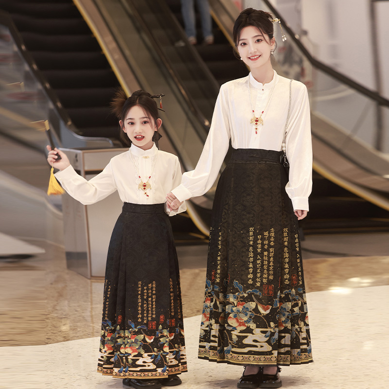 马面裙母女亲子装夏款2025新款儿童汉服女童中国风唐装半身裙春秋