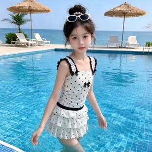 女童泳衣2026新款儿童连体速干游泳服夏季蝴蝶结可爱甜美沙滩泳装