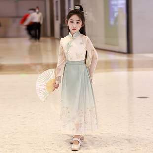儿童汉服马面裙套装新中式中国风唐装小女孩秋季新款女童裙子2025