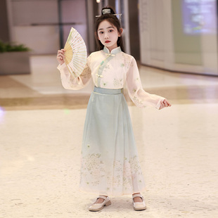 女童马面裙套装新中式2025新款中国风儿童汉服唐装小女孩秋季新款