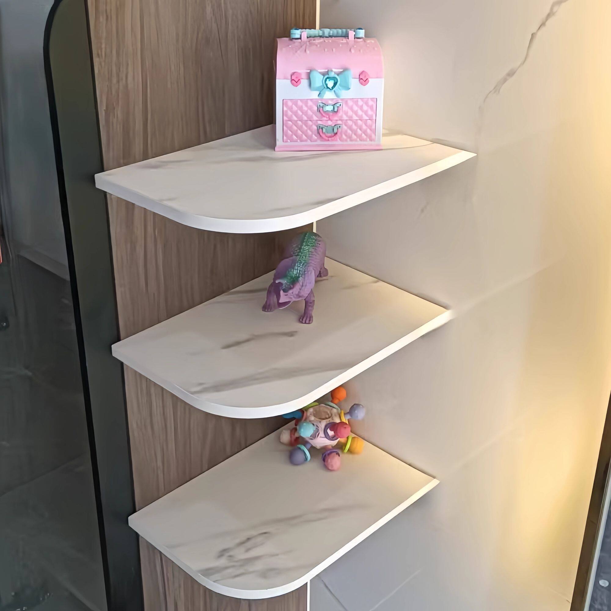 可定制三角置物板卧室扇形墙上置物架壁挂免打孔装饰隔板墙角书架