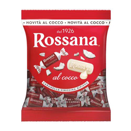 现货意大利rossana coco椰子夹心硬糖零食糖果150g