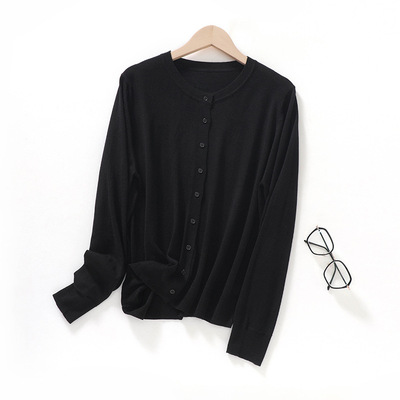 羊毛开衫蚕丝羊毛圆领毛针织衫