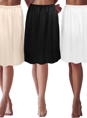 加大码真丝内衬裙5090蕾丝中长半身裙夏女A字打底短裙underskirt