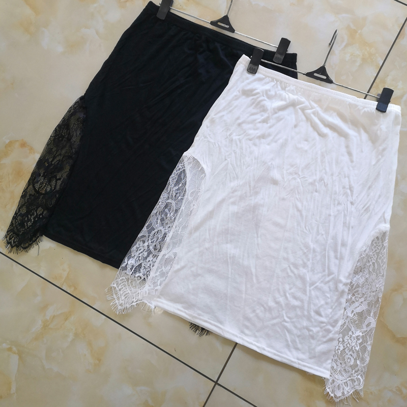 大码夏季女士蕾丝拼接半身裙旗袍内搭衬裙时尚莫代尔打底裙内衬裙