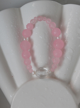 FHSTUDIO原创独立设计仙女雾粉石头天然珍珠手串手镯饰品