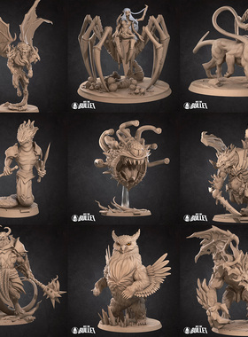 【招牌怪物】眼魔 蛇人 想未收 奇美拉 炎魔 龙裔DND桌游战棋模型