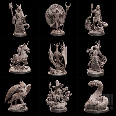 【魔法学校】巨龙 巫师 侏儒德鲁伊 狮鹫英雄DND桌游跑团战棋模型