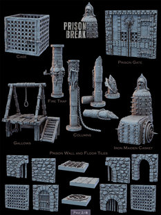 【地牢】囚狱绞刑架 铁处女 监狱笼 柱子 dnd跑团桌游战棋子模型