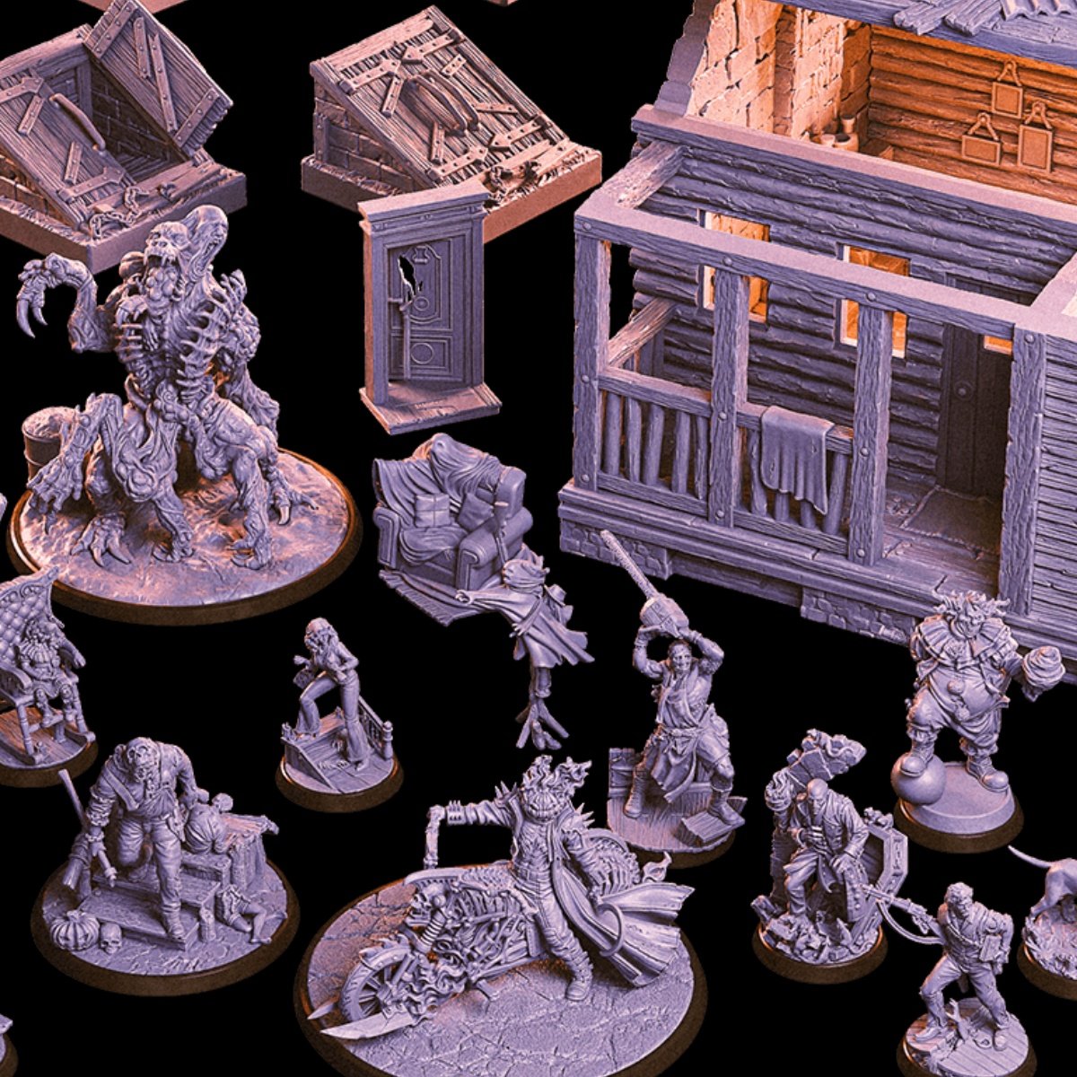 【惊悚之夜】诡镇 人类 亡灵 恶魔 地狱骑士 电锯狂人DND棋子模型