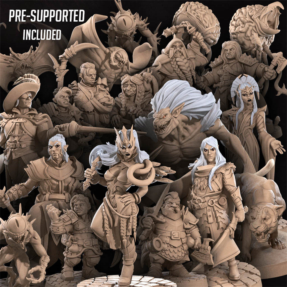 卓尔武器大师 灰矮人德鲁伊 畸变怪物 dnd战棋模型