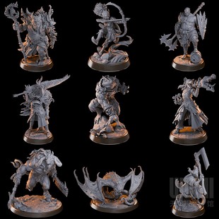 【怪物对战】人类 兽化人 红龙 蛙人 圣武士 DND桌游跑团棋子模型