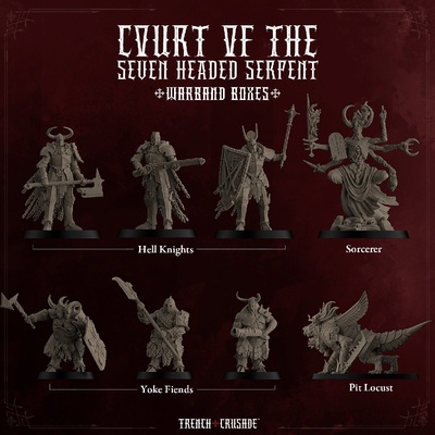 【七头蛇宫廷】轭魔 地狱骑士 亵渎圣徒战壕十字军第三方棋子模型