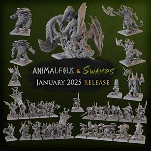 【动物沼泽】山羊人巫师战士 沼泽妖龙 蘑菇傀儡中古战锤棋子模型