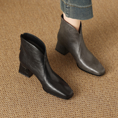 中跟女短靴加绒切尔西靴妈妈短筒靴粗跟靴H158 秋冬季 2025新款