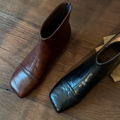 2025秋冬季新款短靴女粗跟大码女鞋单靴子法式复古切尔西L122