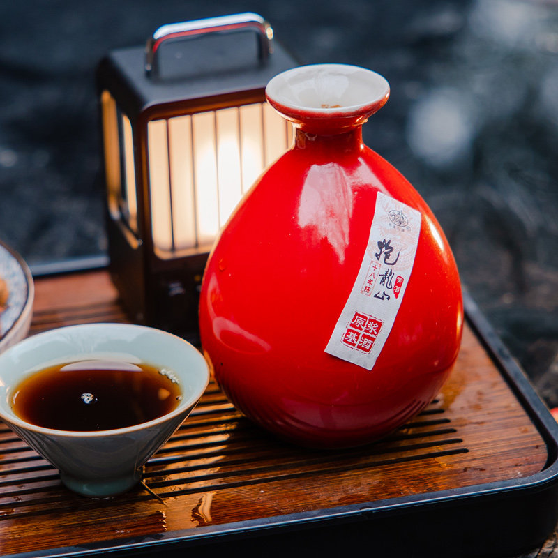 绍兴抱龙山特产黄酒 十八年陈善酿酒半甜 手工冬酿 350*6瓶礼盒装